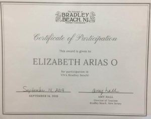 fotoCertificado de Participación Bradley Beach