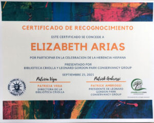 Certificado de Reconocimiento Herencia Hispana