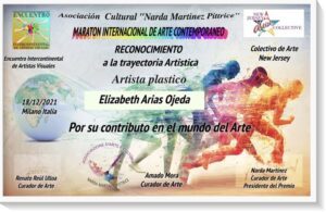Reconocimiento Maratón Internacional de Arte Conteporáneo - Milano-Italia 12-18-2021