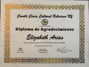 Diploma del Comité Cívico Cultura Boliviano
