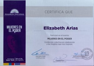 Certificado de la Asamblea Nacional de la República del Ecuador, donde incluyeron mi obra en óleo de prevención del cáncer para la invitación al evento MUJERES EN EL PODER